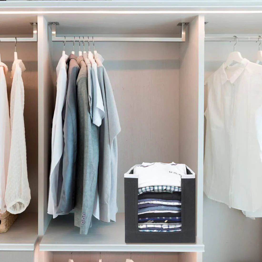 Closet Organizer-Foldable Shirts and Clothing Organizer Stackers(Pack of 3) Assorted Color